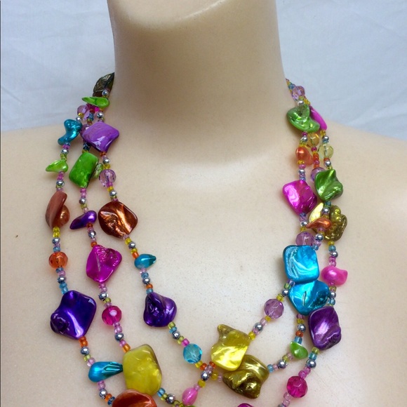 Necklace pierced earring set fun colorful - Picture 2 of 3